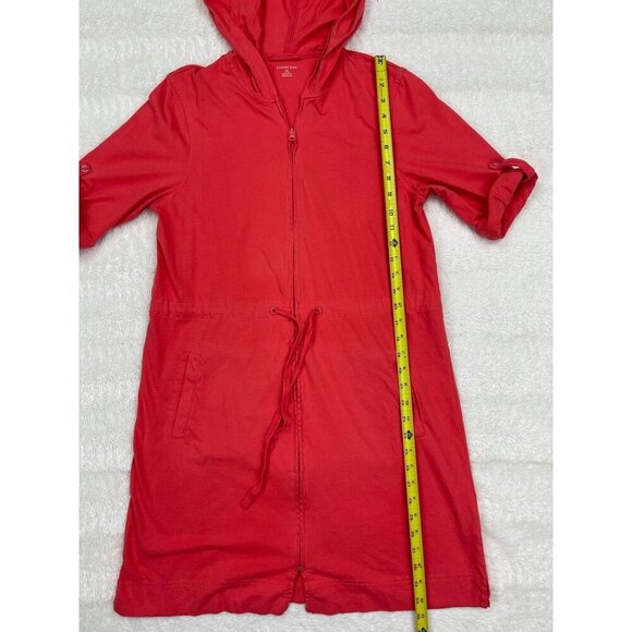 Lands' End Womens Jacket Medium 10 12 Full Zip Hooded Long Belted - Picture 6 of 9